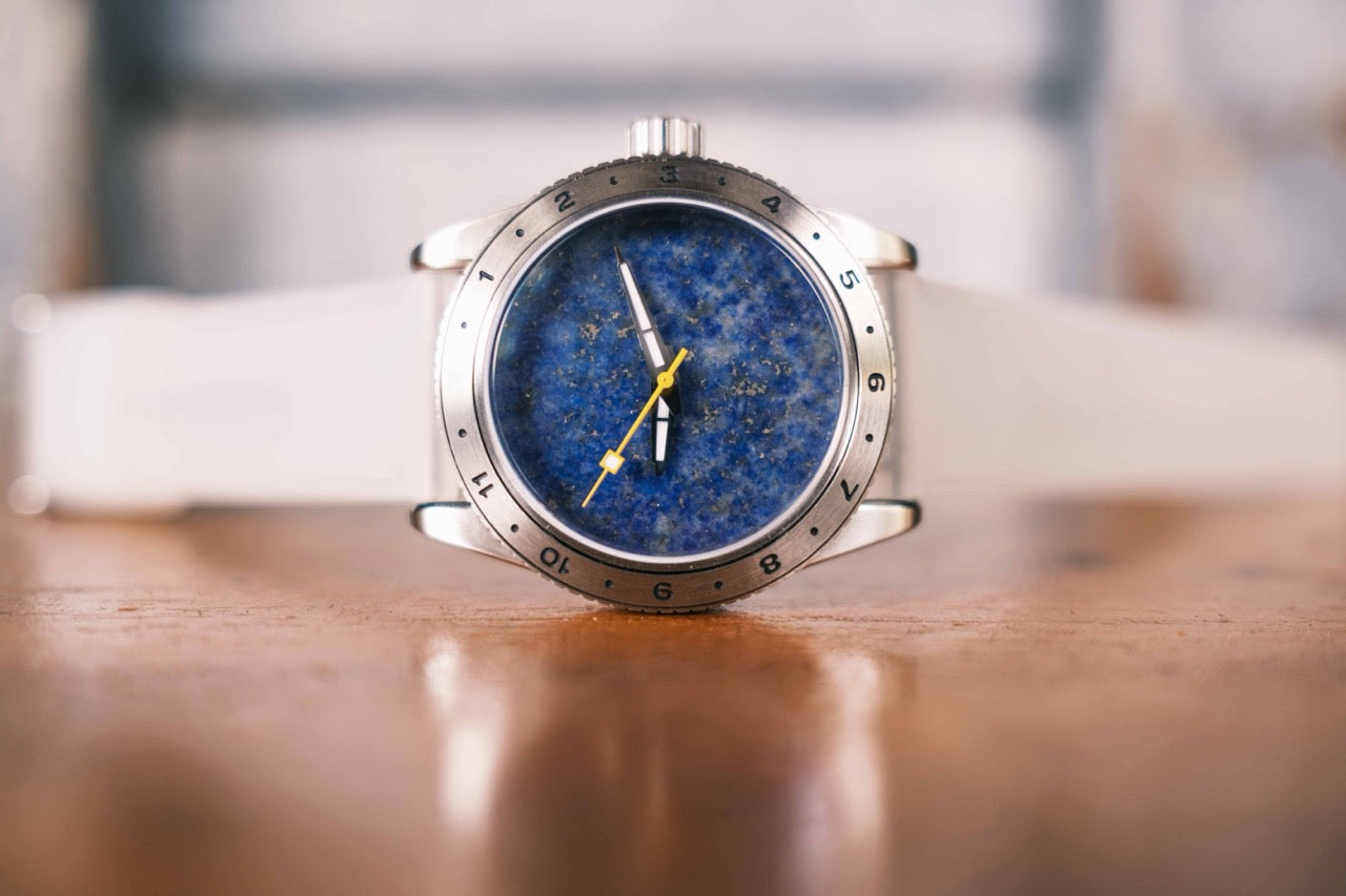 Lapis Lazuli Stone Dial W/Steel Bracelet (& Transparent Silicone Bracelet)