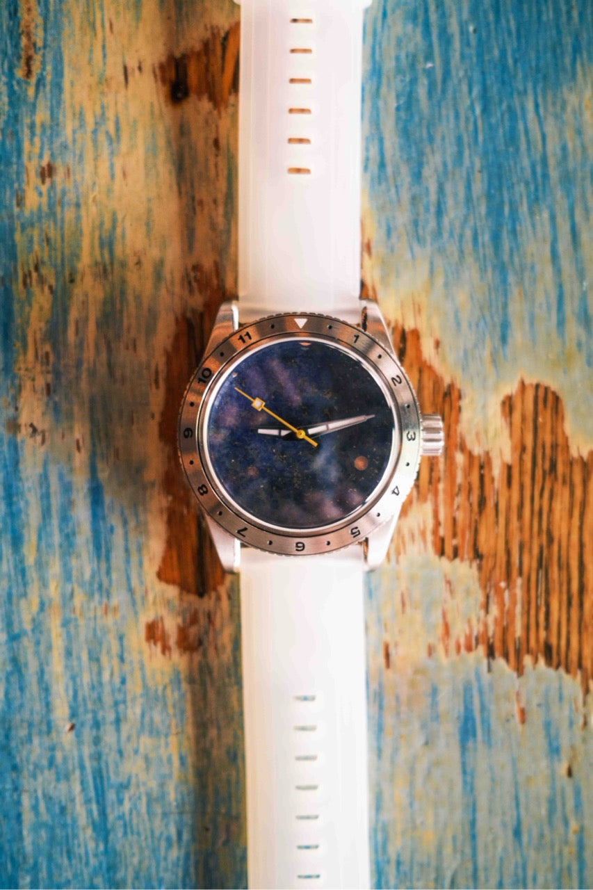 Lapis Lazuli Stone Dial W/Steel Bracelet (& Transparent Silicone Bracelet)