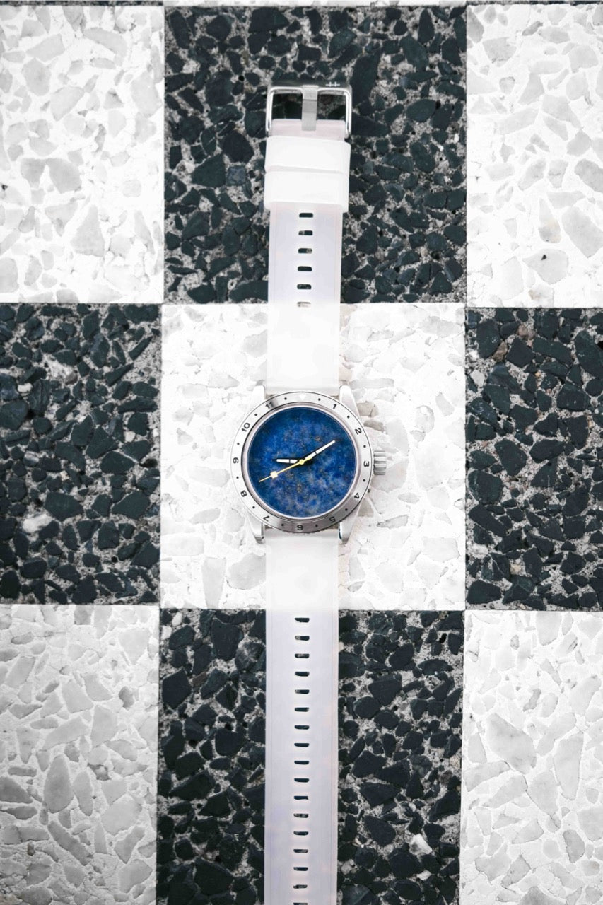 Lapis Lazuli Stone Dial W/Steel Bracelet (& Transparent Silicone Bracelet)