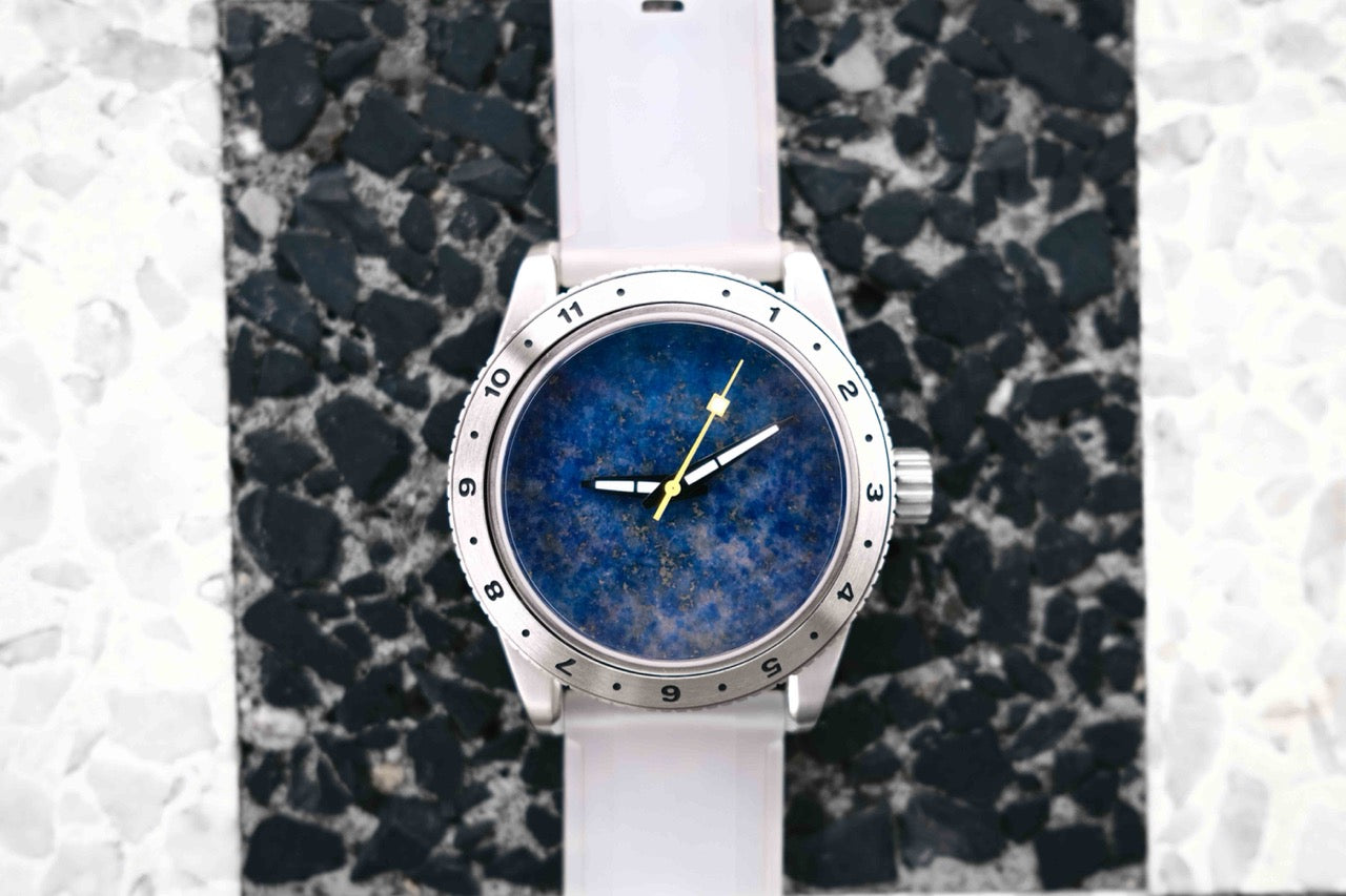 Lapis Lazuli Stone Dial W/Steel Bracelet (& Transparent Silicone Bracelet)