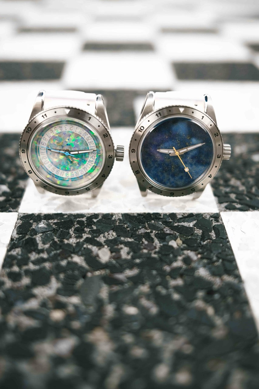 Lapis Lazuli Stone Dial W/Steel Bracelet (& Transparent Silicone Bracelet)