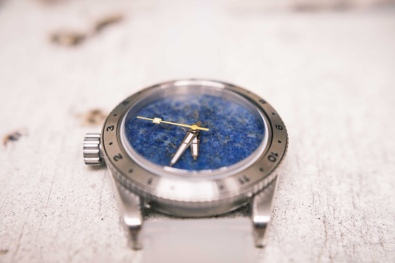 Lapis Lazuli Stone Dial W/Steel Bracelet (& Transparent Silicone Bracelet)