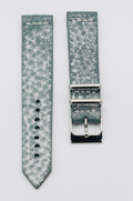 Green and white leather bracelet / strap, steel buckle, 18mm