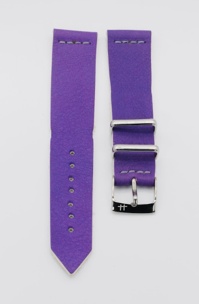 Purple Leather Bracelet, Haven Signed Buckle, 18mm
