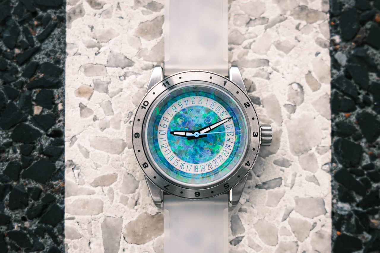 Opal Stone Dial W/Steel Bracelet (& Transparent Silicone Bracelet)