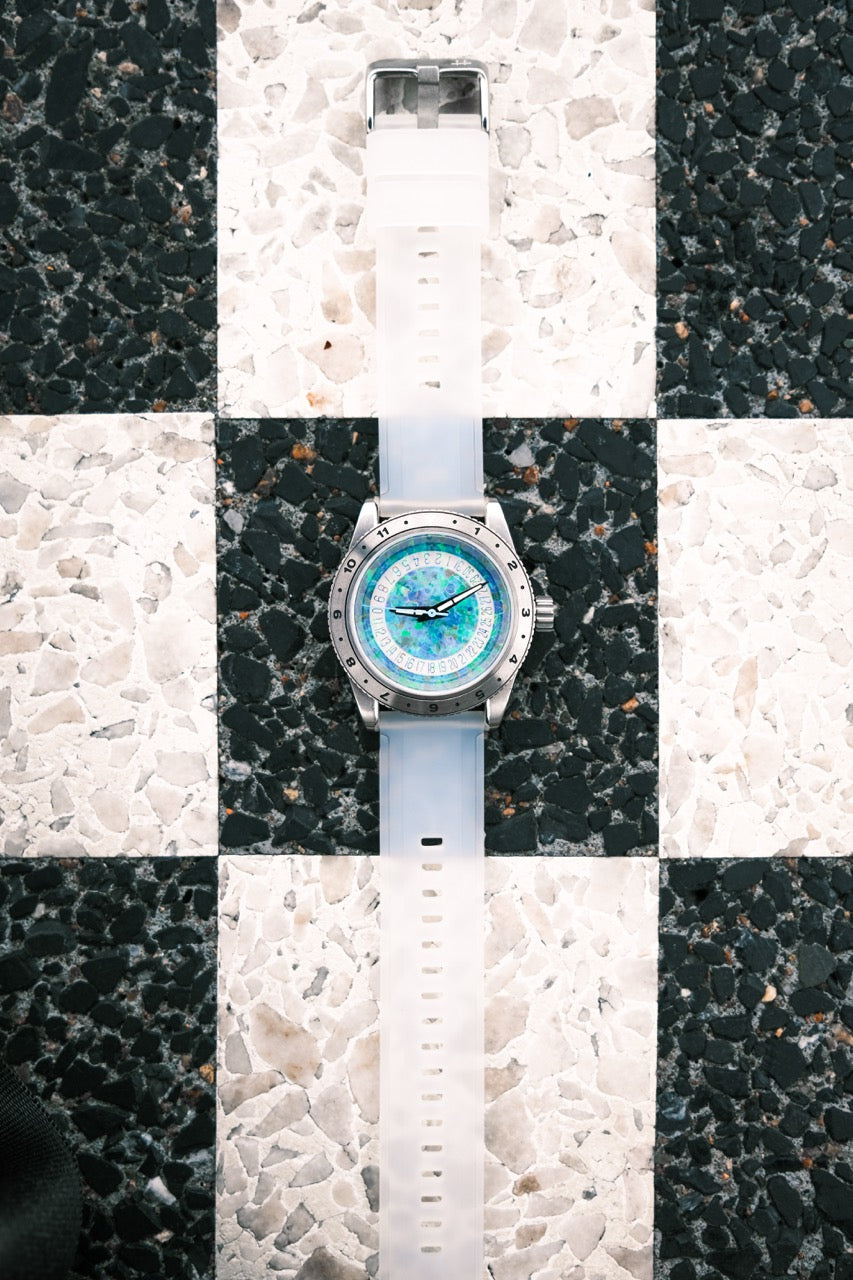 Opal Stone Dial W/Steel Bracelet (& Transparent Silicone Bracelet)