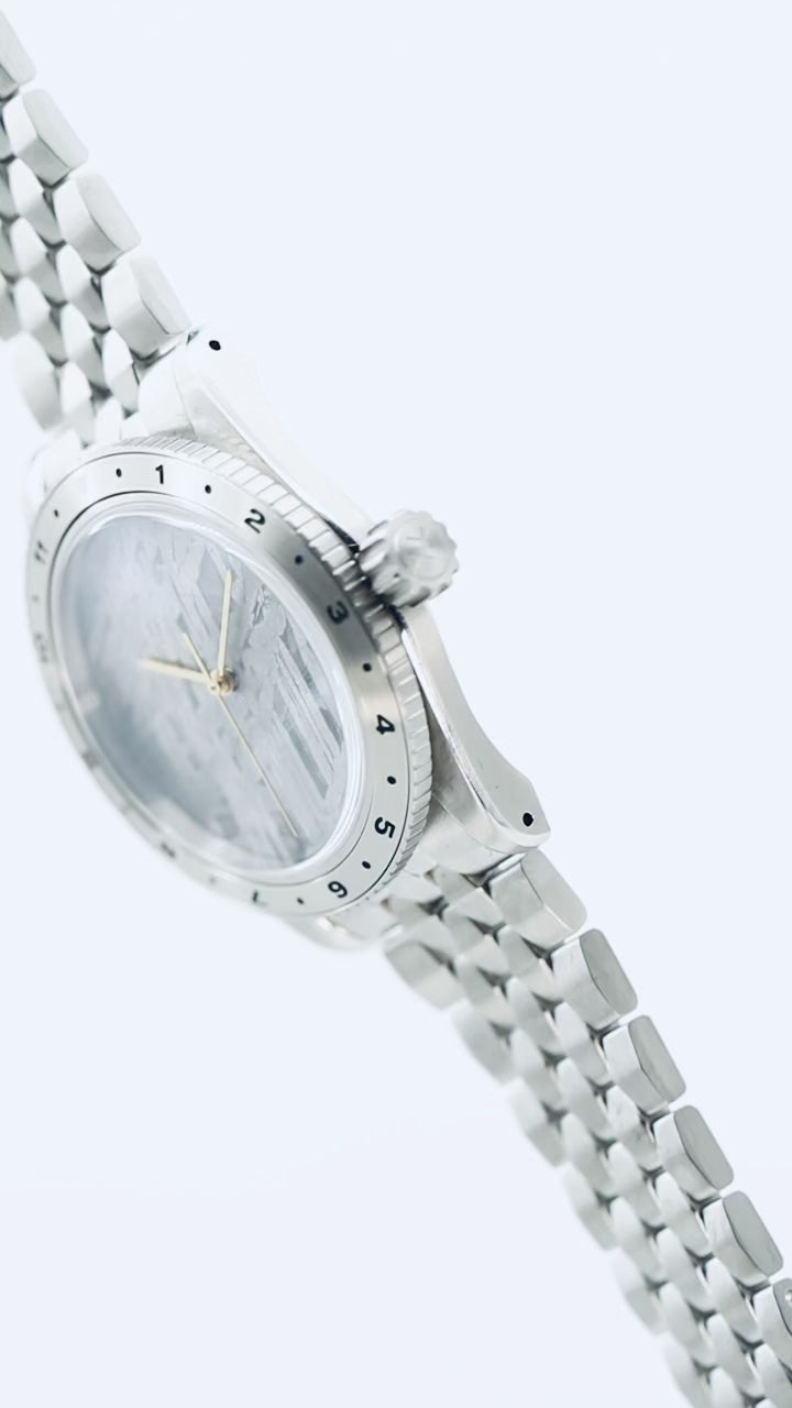 Meteorite Dial, Solid Gold Hands, w/Steel Bracelet (& Transparent Silicone Bracelet)