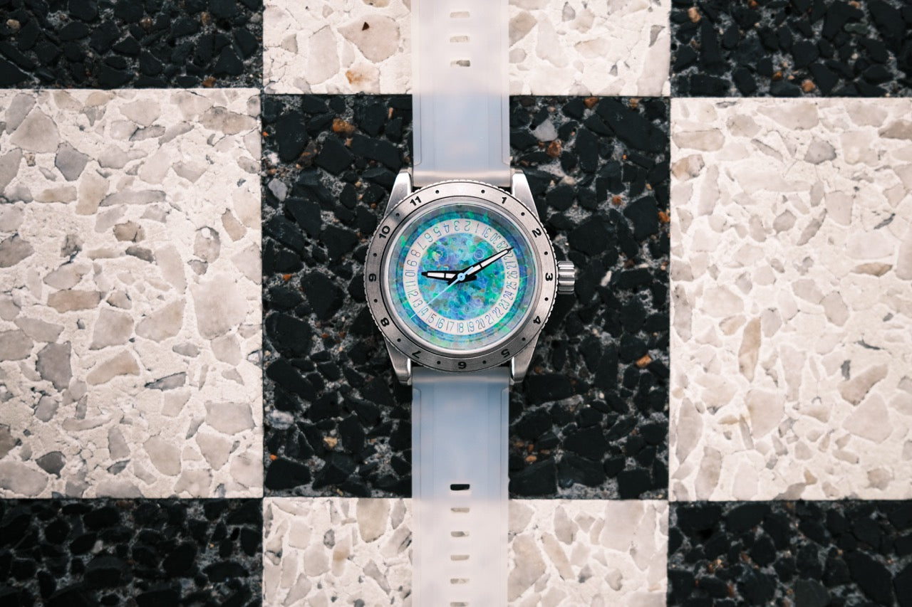 Opal Stone Dial W/Steel Bracelet (& Transparent Silicone Bracelet)