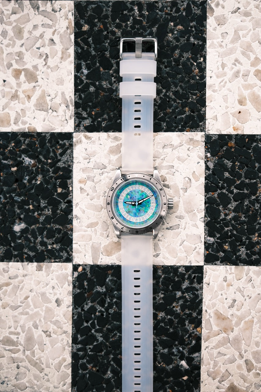 Opal Stone Dial W/Steel Bracelet (& Transparent Silicone Bracelet)