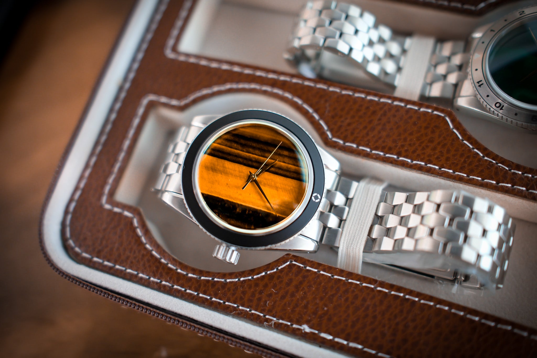 Tiger Eye Stone Dial, Solid Gold Hands